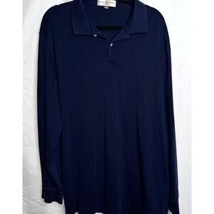 Fairway & Greene Mens Size XXL Navy Blue Long Sleeve Collared Button Golf Polo